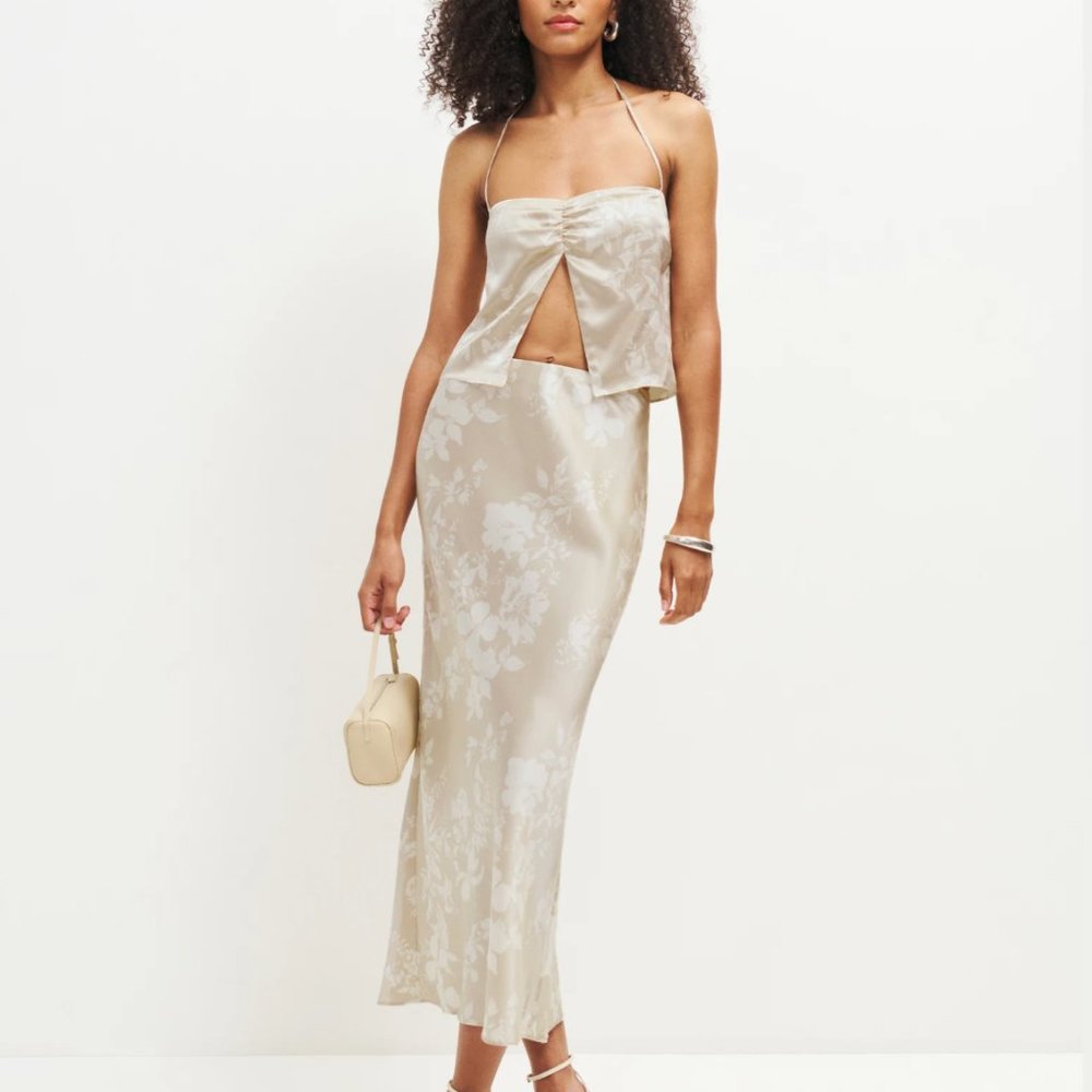 Reformation Beba Silk Two Piece - Sable - Picture 7 of 9